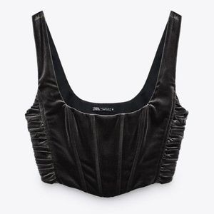 Zara Black Velvet Crop Top
